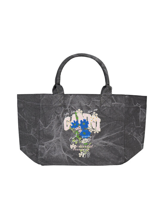 Ganni - Medium Trapeze Easy Flower Print -shopperi - 252 PHANTOM | Stockmann - photo 1