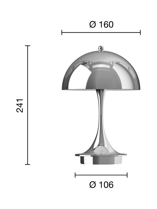 Louis Poulsen - Panthella 160 Portable V3 -kannettava pöytävalaisin - HIGH LUSTRE CHROME PLATED - photo 2 Louis Poulsen - Panthella 160 Portable V3 -kannettava pöytävalaisin - HIGH LUSTRE CHROME PLATED | Stockmann - photo 2