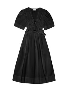 Ganni - Stretch Cotton Tie Strap -midimekko - 099 BLACK | Stockmann