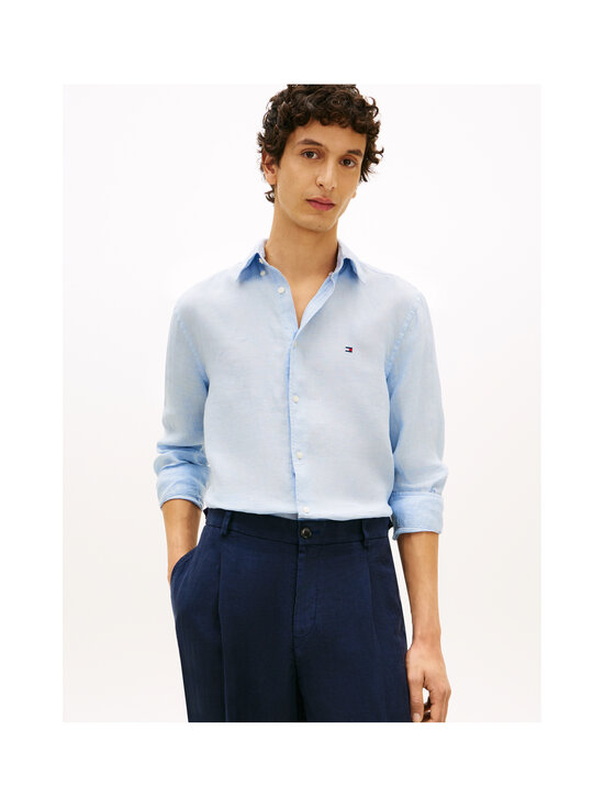 Tommy Hilfiger - Pigment Dyed Regular Fit -pellavakauluspaita - C1O BREEZY BLUE | Stockmann - photo 4
