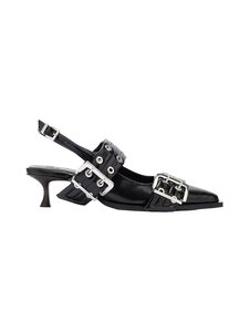 Ganni - Feminine Buckle Kitten Heel -keinonahkakengät - 099 BLACK | Stockmann