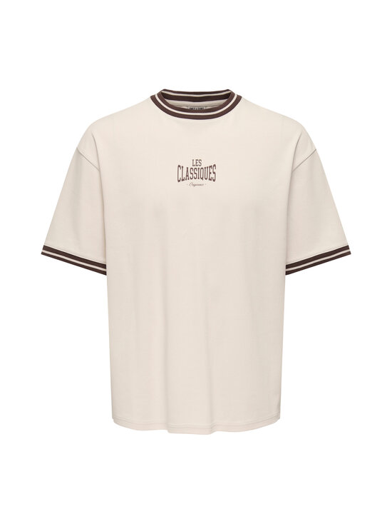 Only & Sons - OnsLes Classiques Caspian Boxy t-paita - WHITECAP GRAY PRINT:COFFEE BEAN | Stockmann - photo 1