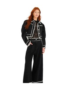 Farm Rio - Crochet Detail -farkkuhousut - BLACK DENIM | Stockmann