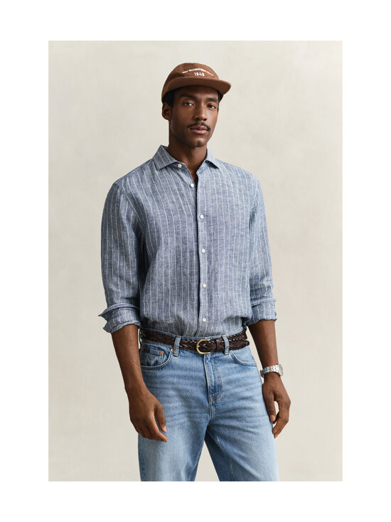 GANT - Triibuline triiksärk Regular Linen - 423 PERSIAN BLUE | Stockmann - photo 2