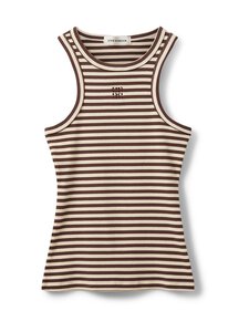 Sofie Schnoor - Becasw Striped Rib Tank -toppi - 7113 BROWN STRIPED | Stockmann