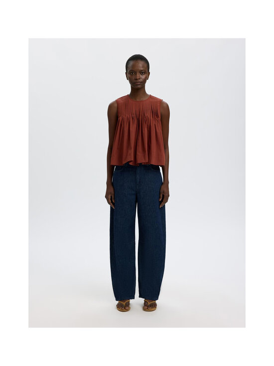 Selected - Topp SlfSophia Pleated - CHERRY MAHOGANY | Stockmann - photo 2