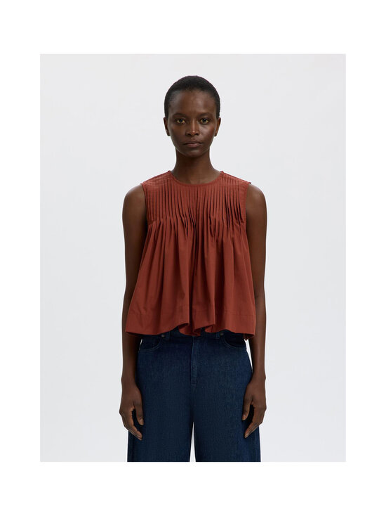 Selected - Topp SlfSophia Pleated - CHERRY MAHOGANY | Stockmann - photo 4