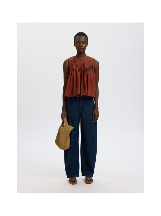 Selected - Topp SlfSophia Pleated - CHERRY MAHOGANY | Stockmann - photo 5