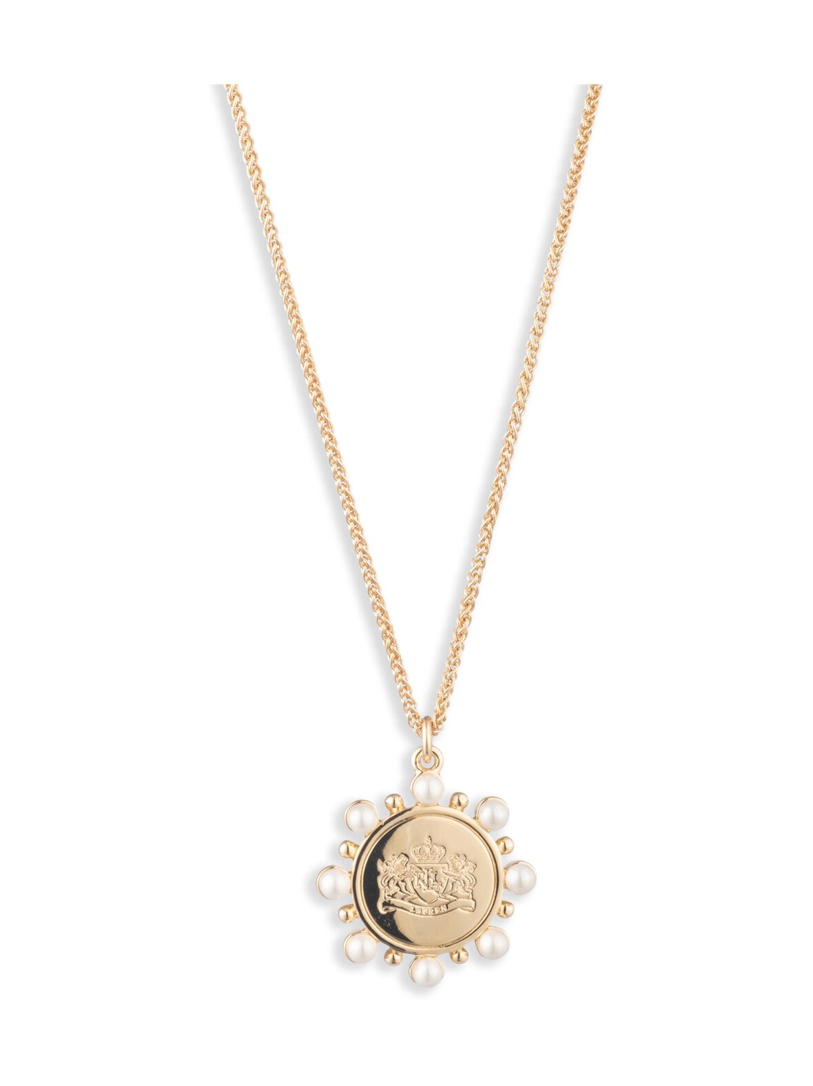 Lauren Ralph Bernadette pearl & gold crest coin slider -kaulakoru