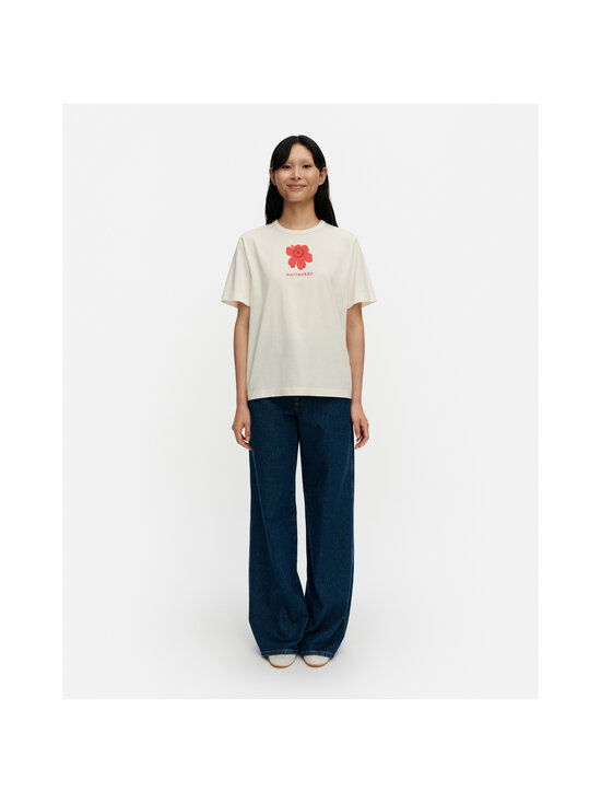 Marimekko - Erna Unikko -trikoopaita - 113 OFF WHITE RED | Stockmann - photo 3
