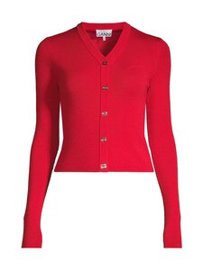 Ganni - Mini Ribbed Merino -neuletakki - 06P GOJI BERRY | Stockmann