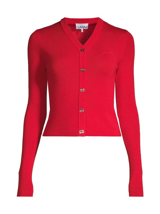Ganni - Mini Ribbed Merino -neuletakki - 06P GOJI BERRY | Stockmann - photo 1