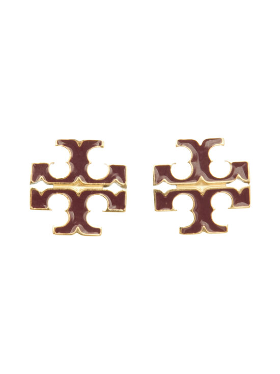 Tory Burch - Small Icon Enamel -nappikorvakorut - 700 TORY GOLD / BURGUNDY | Stockmann - photo 1