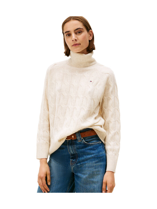 Tommy Hilfiger - Kampsun Wool Cable Roll - ADK HEATHER OATMILK | Stockmann - photo 2
