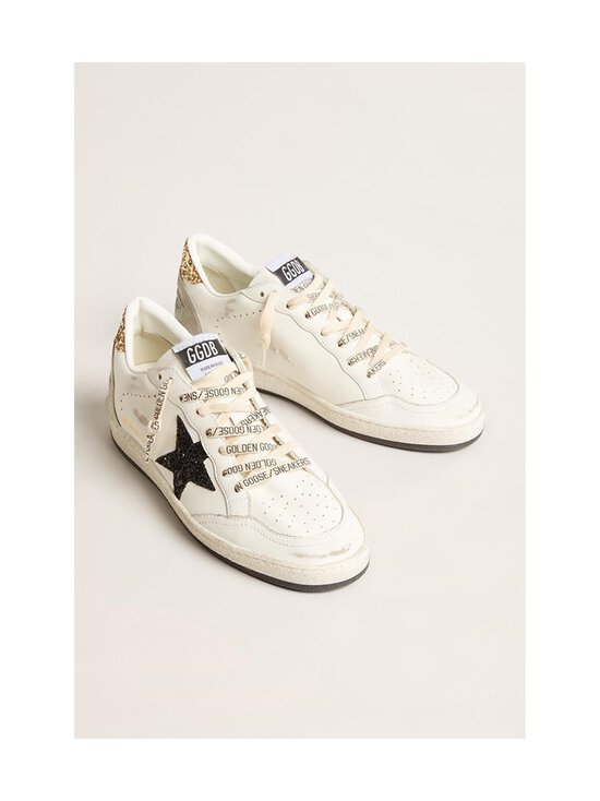 GOLDEN GOOSE - Ballstar Leather Upper And Toe Glitter -nahkasneakerit - 10750 WHITE/BLACK/GOLD/ICE | Stockmann - photo 3