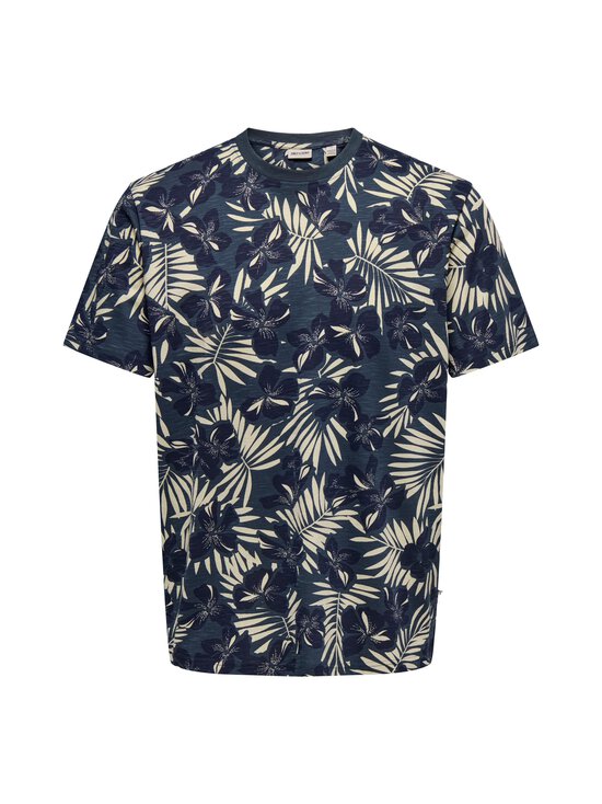 Only & Sons - OnsPerry Life t-paita - PEACOAT AOP:BLUE NIGHTS + PUTTY | Stockmann - photo 1