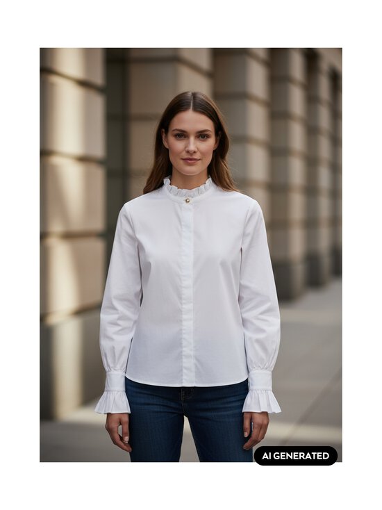rich & royal - Röyhelökauluksellinen puuvillapaita - 100 WHITE | Stockmann - photo 2