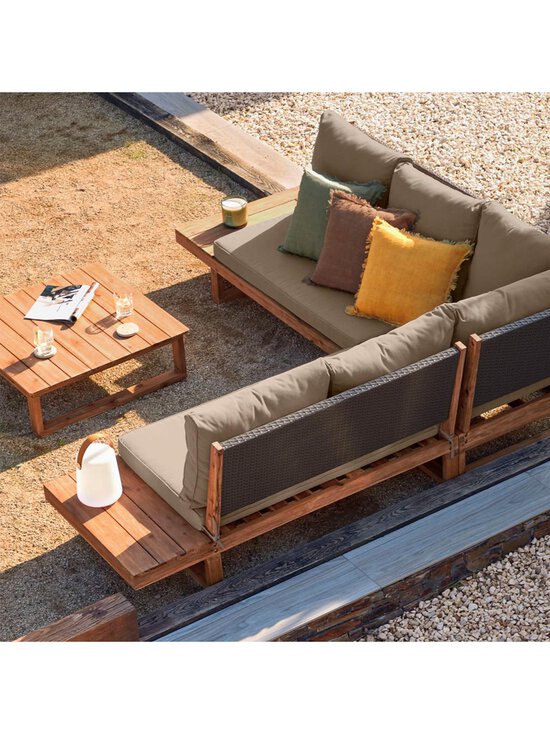 Kave Home - Flaviina-ulkosohvasetti kulmasohva + sohvapöytä akaasia/beige L 230 cm - BEIGE | Stockmann - photo 8