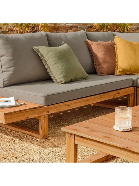 Kave Home - Flaviina-ulkosohvasetti kulmasohva + sohvapöytä akaasia/beige L 230 cm - BEIGE | Stockmann - photo 9