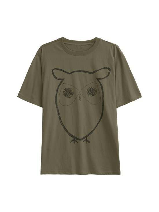 Knowledge Cotton Apparel - Big Owl t-paita - 1068 BURNED OLIVE | Stockmann - photo 1