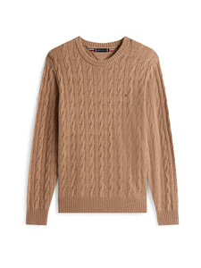 Tommy Hilfiger - Palmikkokuvioitu villasekoiteneule - RE5 SAFARI CANVAS HEATHER | Stockmann