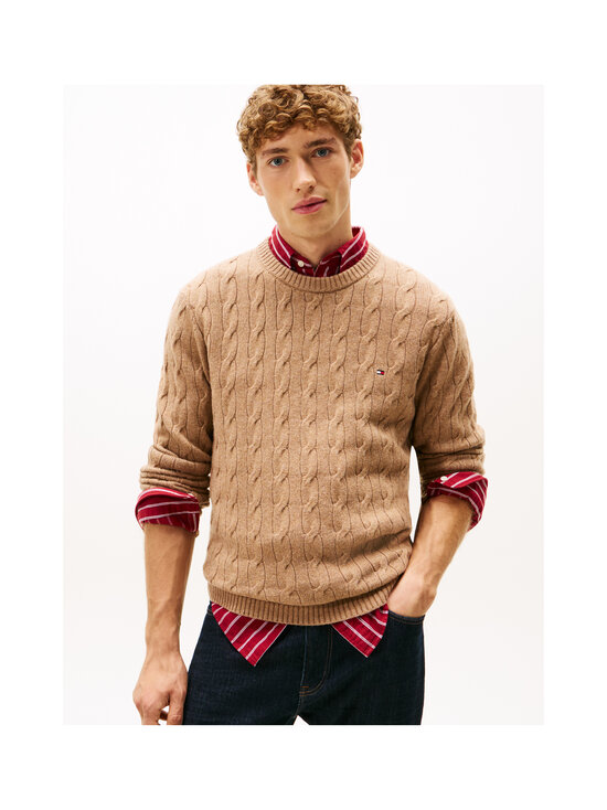 Tommy Hilfiger - Palmikkokuvioitu villasekoiteneule - RE5 SAFARI CANVAS HEATHER | Stockmann - photo 2