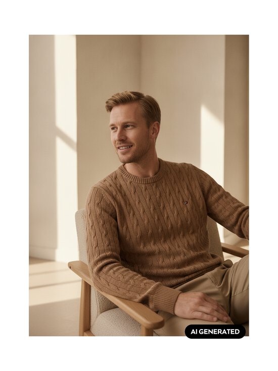 Tommy Hilfiger - Palmikkokuvioitu villasekoiteneule - RE5 SAFARI CANVAS HEATHER | Stockmann - photo 6