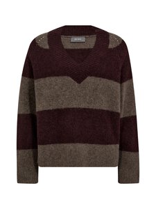 MOS MOSH - MMTaci V-Neck -raidallinen neule - 159 FUDGE | Stockmann