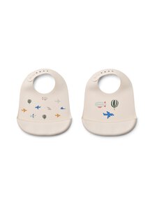 Liewood - Tilda Printed -ruokalappu 2 kpl - 2330 AVIATOR / ECRU | Stockmann