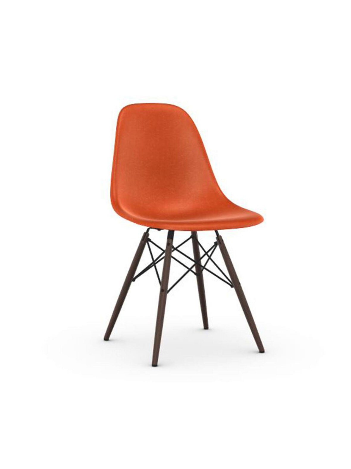 Eames dsw fiberglass -tuoli red orange/tumma vaahtera