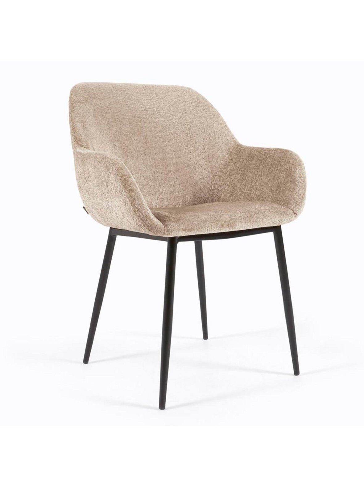 Konna-tuoli beige chenille-kangas / musta