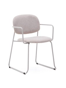Kave Home - Meli-tuoli käsinojilla Belfast-kangas beige / beige metalli - BEIGE | Stockmann