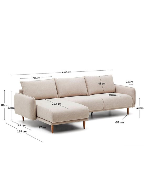 Kave Home - Carlota-divaanisohva beige/pyökki L 262 cm - BEIGE | Stockmann - photo 3