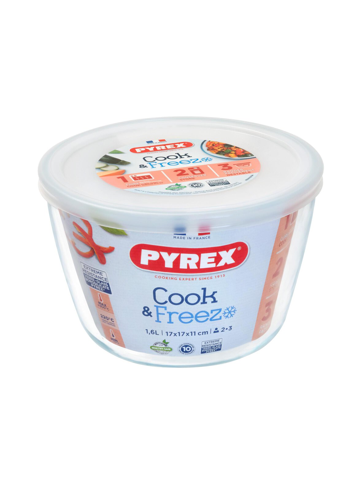 Pyrex Cook & freeze - pyöreä lasivuoka 1,6 l