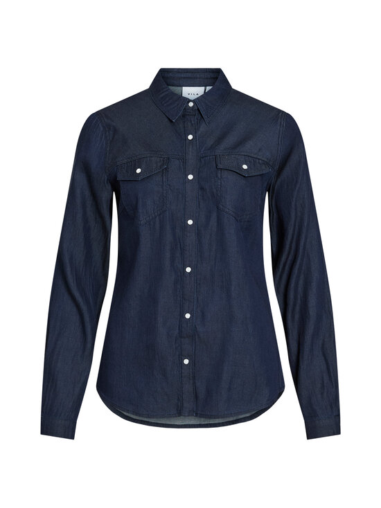 Vila - Vibista Denim džinsa krekls ar apkakli - DARK BLUE DENIM DETAIL:RINSE WASH | Stockmann - photo 1