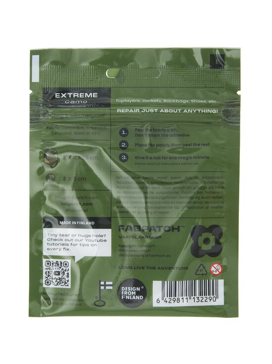 Vaatelaastari FabPatch - Extreme pašlīmējošie tekstila ielāpi - CAMO - photo 3 Vaatelaastari FabPatch - Extreme pašlīmējošie tekstila ielāpi - CAMO | Stockmann - photo 3