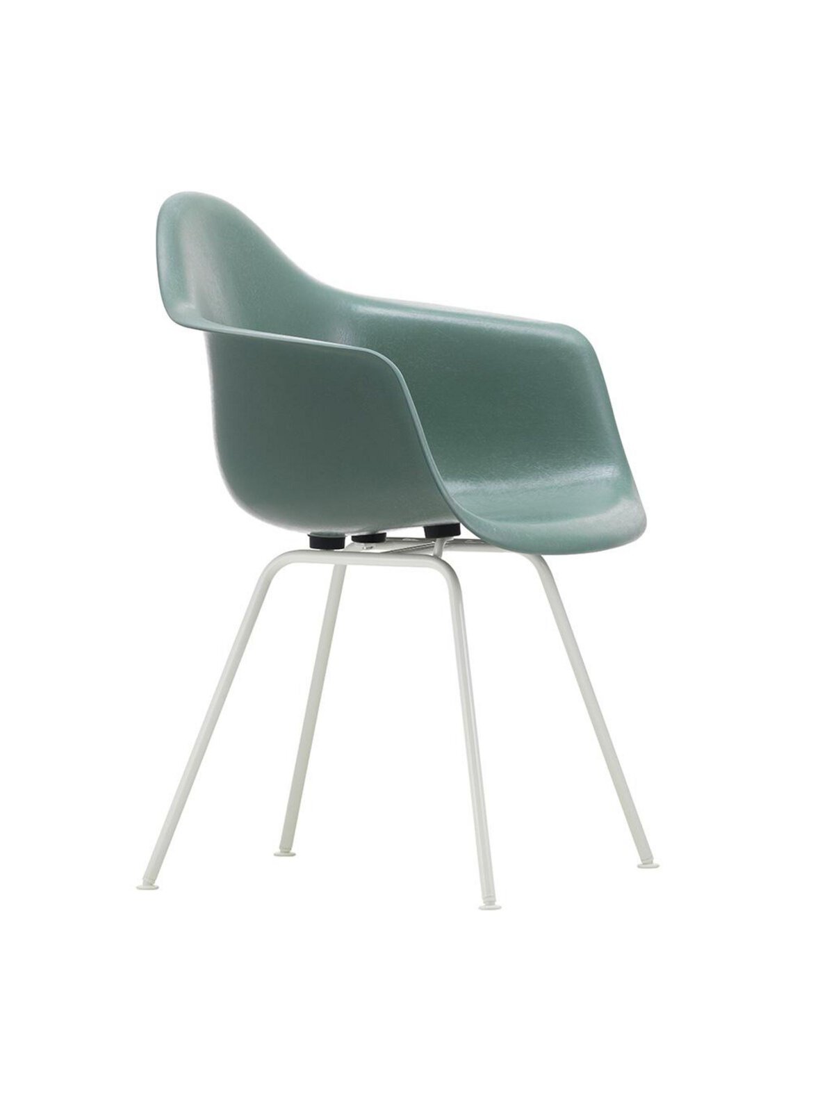 Eames dax fiberglass -tuoli käsinojilla sea foam green/valkoinen