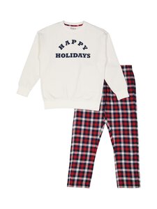 BASIC by Stockmann - Nathan-pyjama 2-osainen - RED CHECK/SOFT WHITE | Stockmann