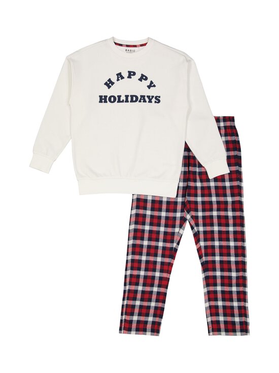 BASIC by Stockmann - Nathan-pyjama 2-osainen - RED CHECK/SOFT WHITE | Stockmann - photo 1