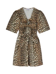 Ganni - Printed Stretch Cotton -minimekko - 943 LEOPARD | Stockmann