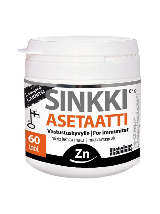 Sinkki Asetaatti lempeä lakritsi -ravintolisä 60 tabl