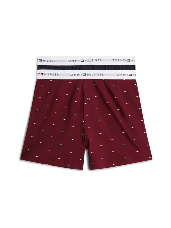 Tommy Hilfiger - Loose Jersey Print -bokserialushousut 2-pack - 09B NAVY BLUE/BURGUNDY FLAG AOP | Stockmann - photo 1