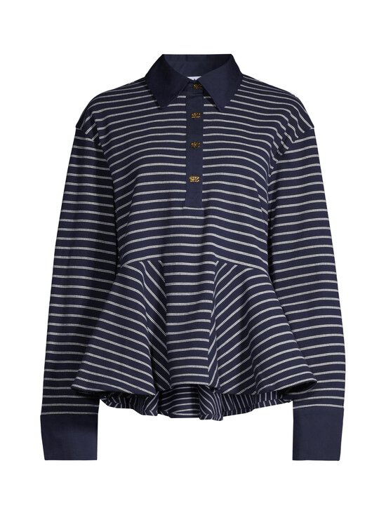 Ganni - Pique Peplum -trikoopaita - 683 SKY CAPTAIN | Stockmann - photo 1