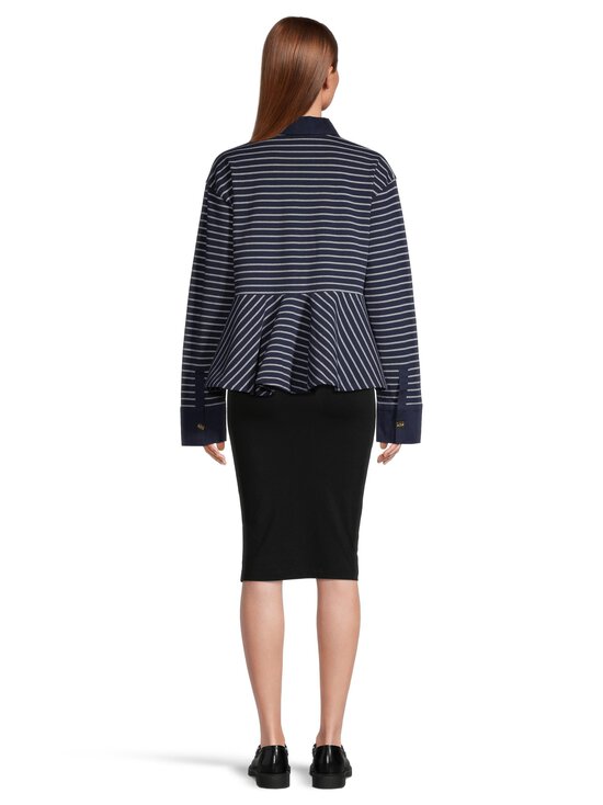 Ganni - Pique Peplum -trikoopaita - 683 SKY CAPTAIN | Stockmann - photo 3