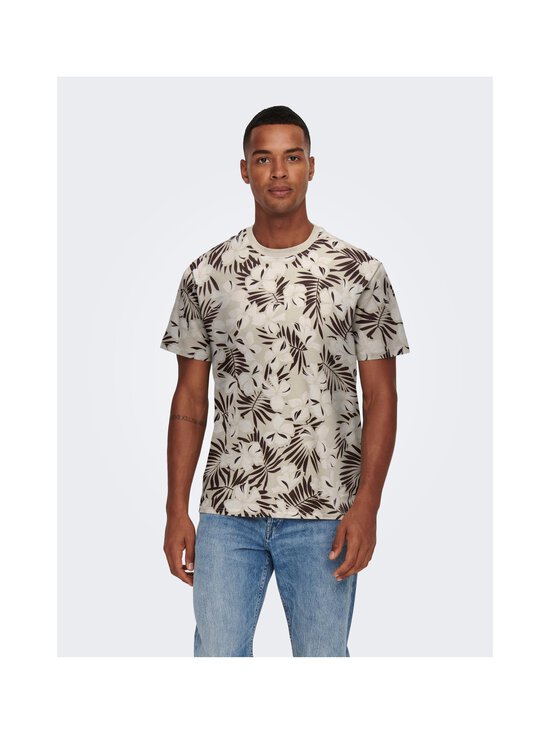 Only & Sons - OnsPerry Life t-paita - SILVER LINING AOP:EGRET + COFFEE BEAN | Stockmann - photo 3