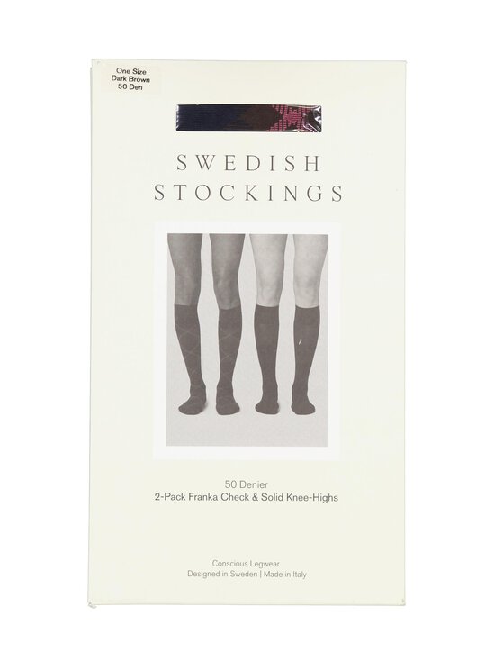 Swedish Stockings - Franka-ruudulliset polvisukat 2-pack - 106 DARK BROWN | Stockmann - photo 1