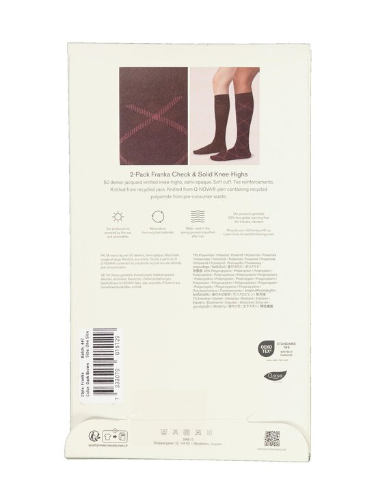 Swedish Stockings - Franka-ruudulliset polvisukat 2-pack - 106 DARK BROWN | Stockmann - photo 2
