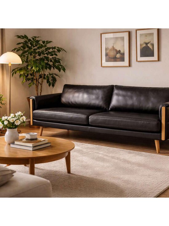 Dahlqvist - Limone-sohva musta nahka/tammi L 203 cm - BLACK | Stockmann - photo 5