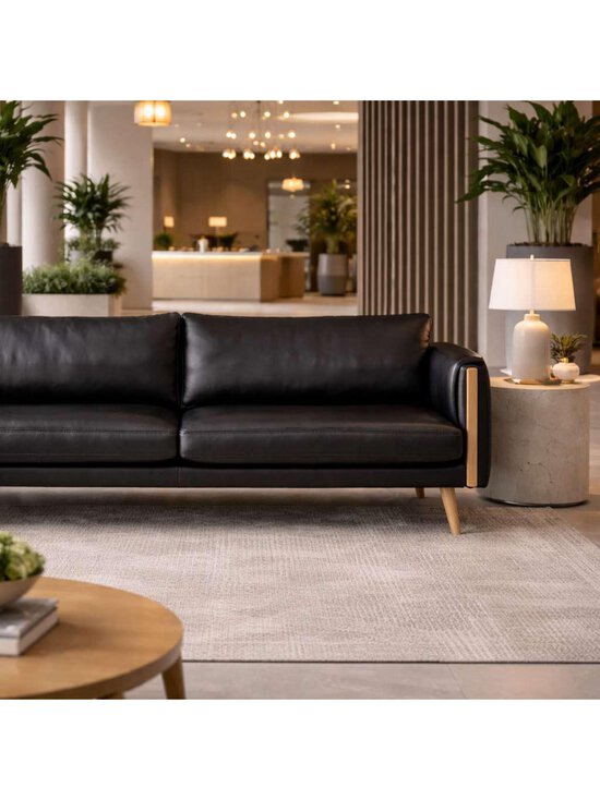 Dahlqvist - Limone-sohva musta nahka/tammi L 203 cm - BLACK | Stockmann - photo 6