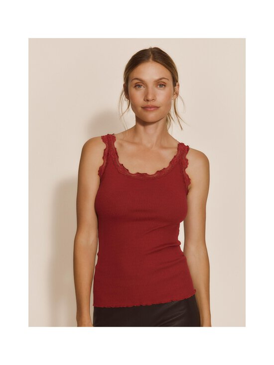 Rosemunde - RWBabette Lace U-neck -silkkisekoitetoppi - 087 KARANDA RED | Stockmann - photo 3